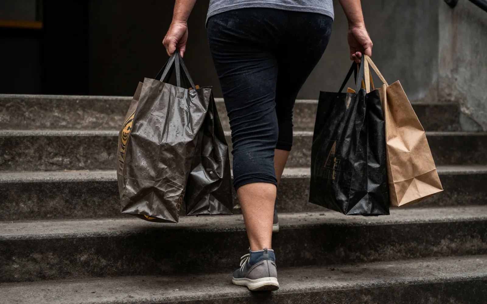 Carrying the shopping again